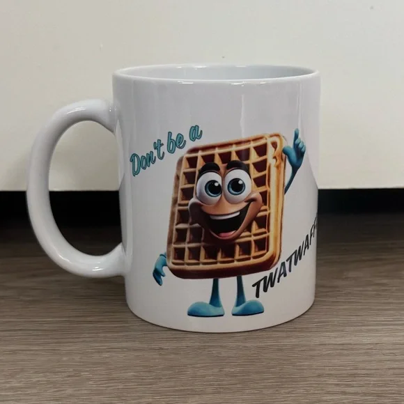 Funny Waffle Mug White Ceramic Coffee Cup Novelty Gift - Picture 1 of 4